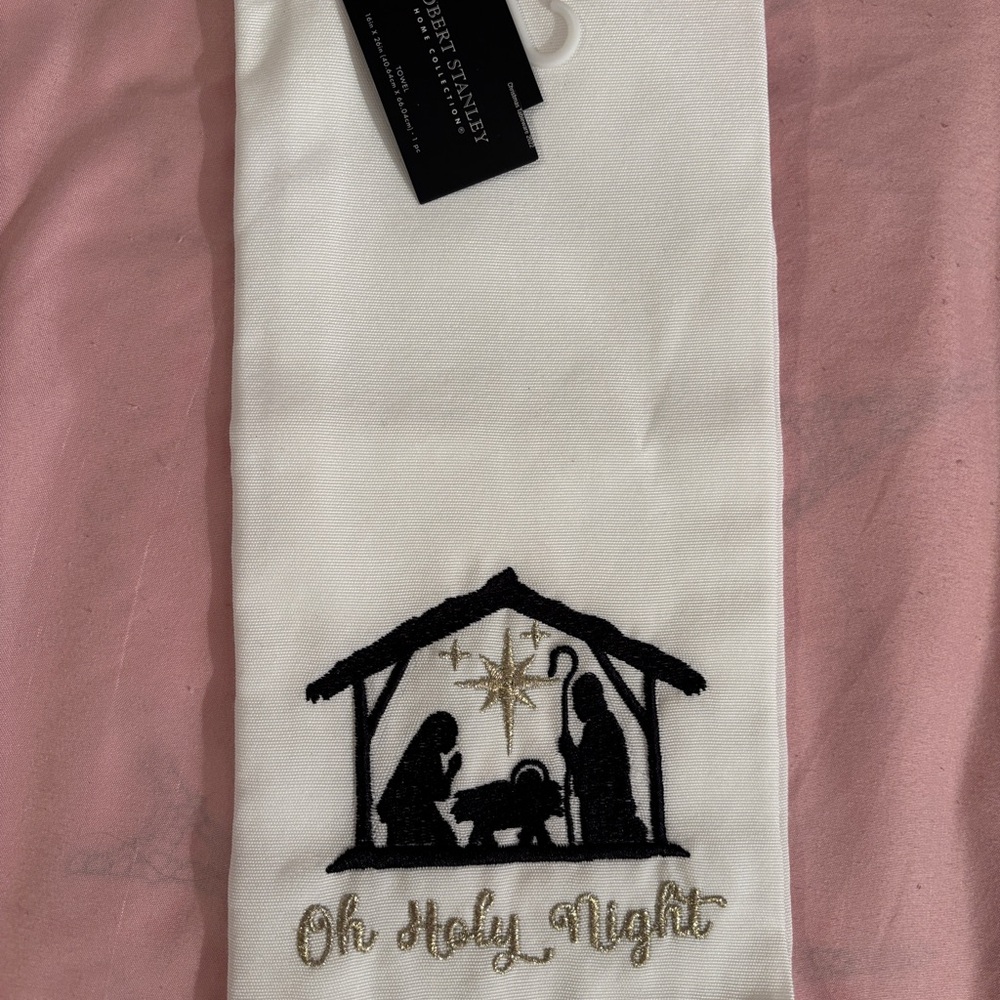Robert Stanley White Kitchen Towel with Nativity Scene
